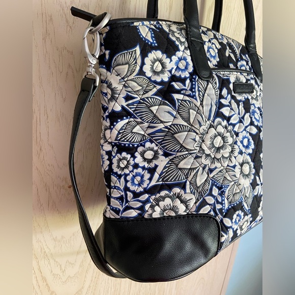 Vera Bradley Signature Trimmed Satchel Snow Lotus Floral - Picture 3 of 14